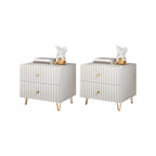 Modern Wooden Stripe Gold Accents Stylish Nightstand