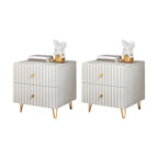 Modern Wooden Stripe Gold Accents Stylish Nightstand
