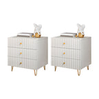 Modern Wooden Stripe Gold Accents Stylish Nightstand
