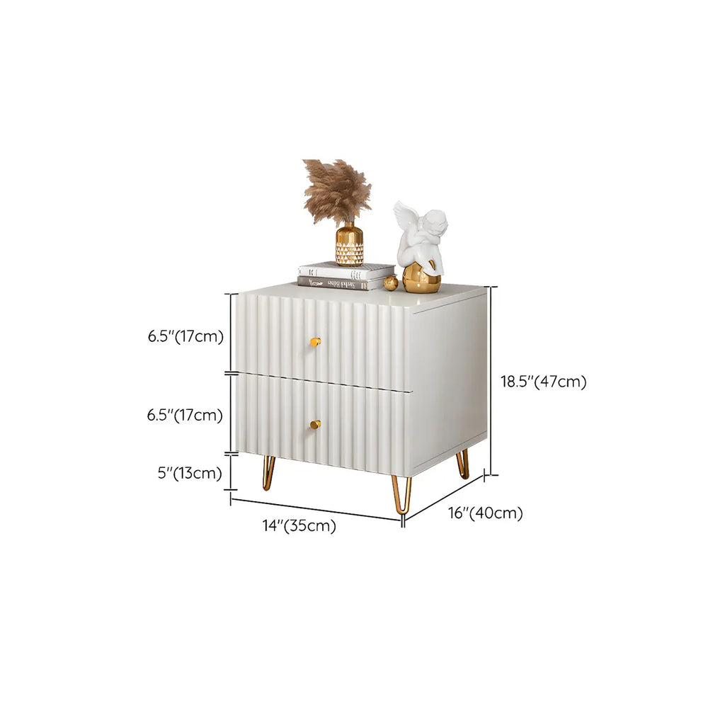 Modern Wooden Stripe Gold Accents Stylish Nightstand