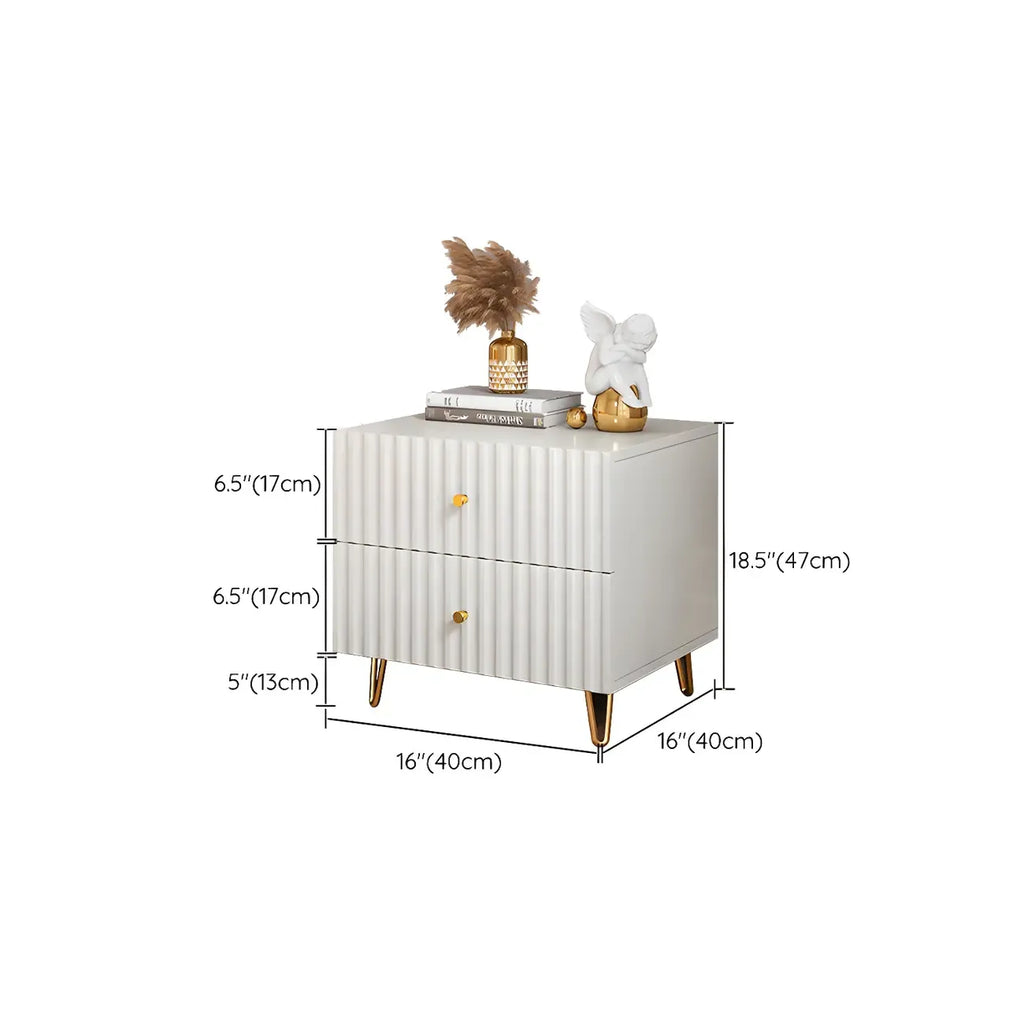 Modern Wooden Stripe Gold Accents Stylish Nightstand