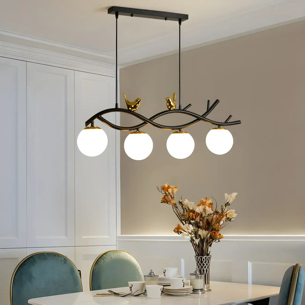Industrial Black Globe 4-Light Kitchen Island Pendant Light