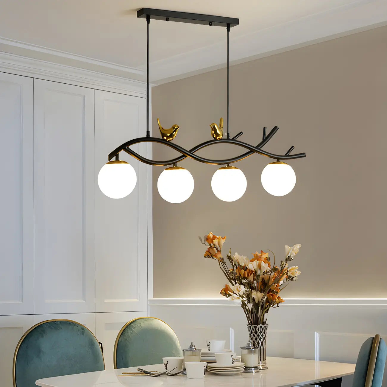 Industrial Black Globe 4-Light Kitchen Island Pendant Light