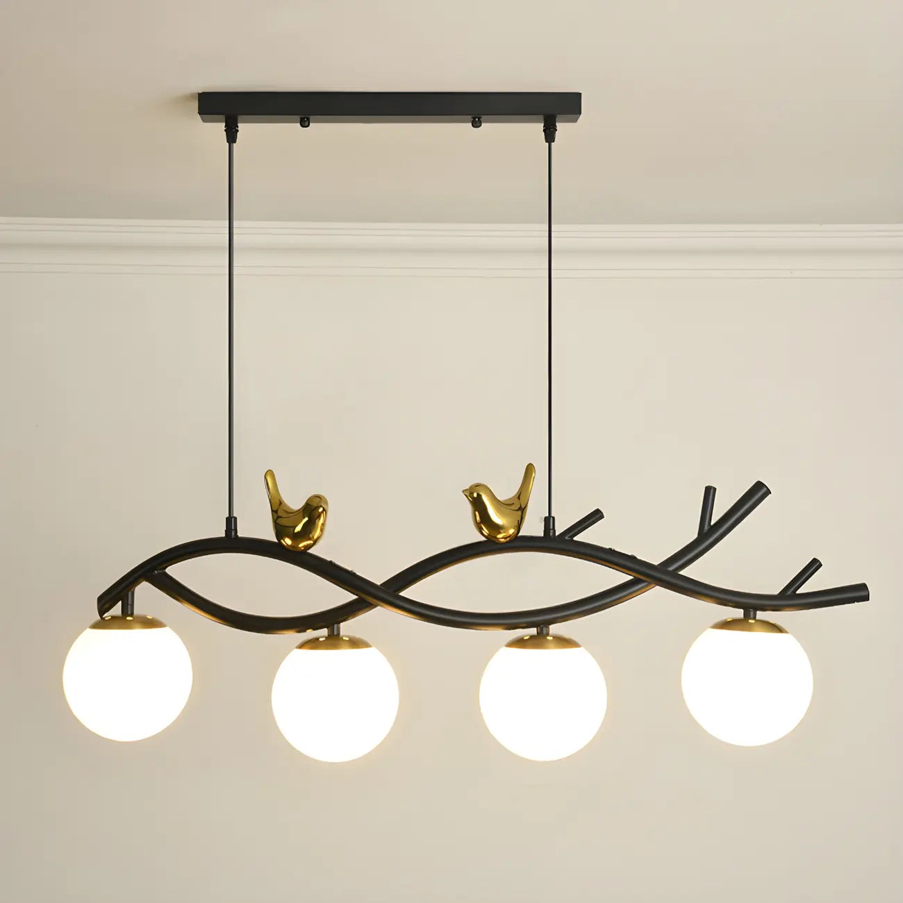 Industrial Black Globe 4-Light Kitchen Island Pendant Light