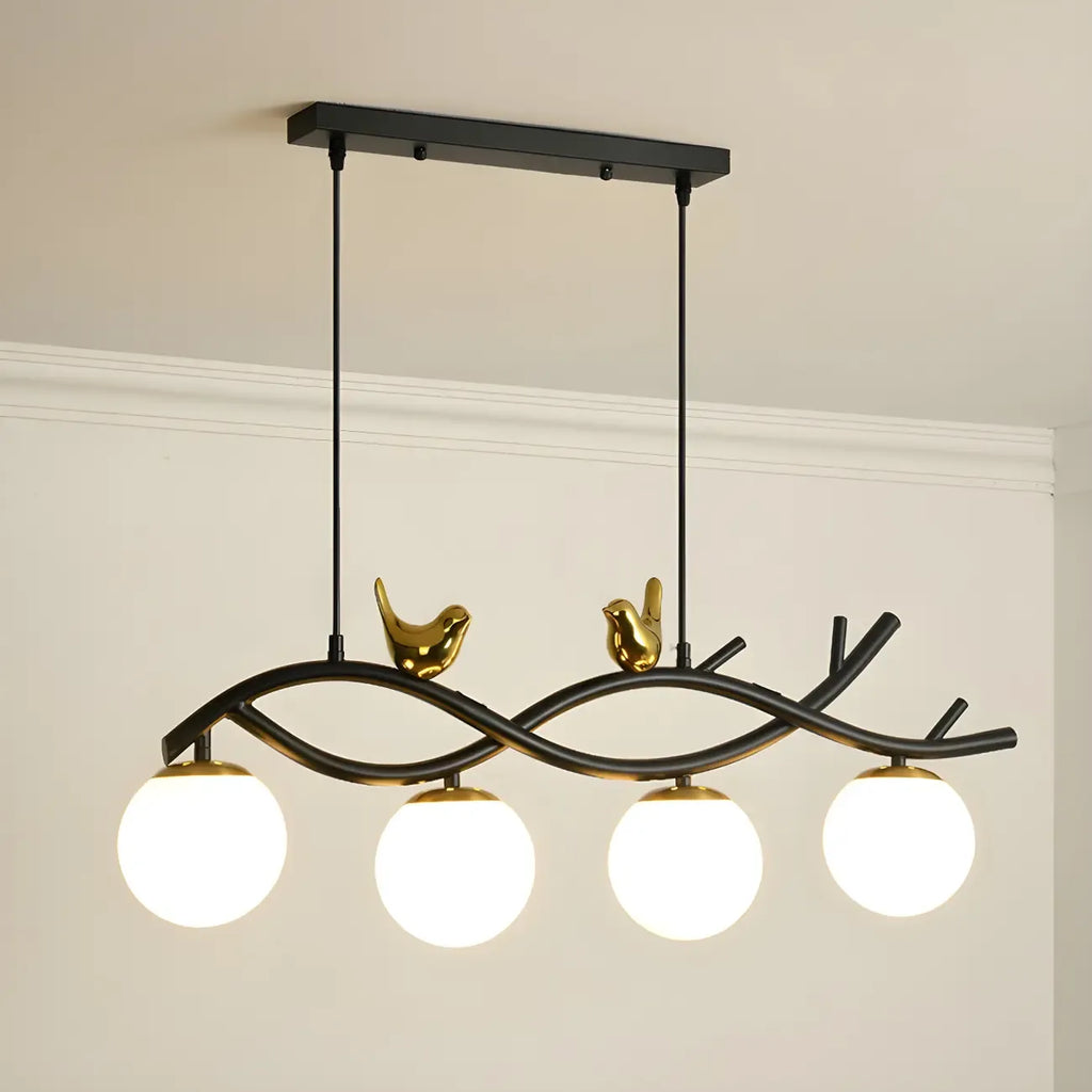 Industrial Black Globe 4-Light Kitchen Island Pendant Light
