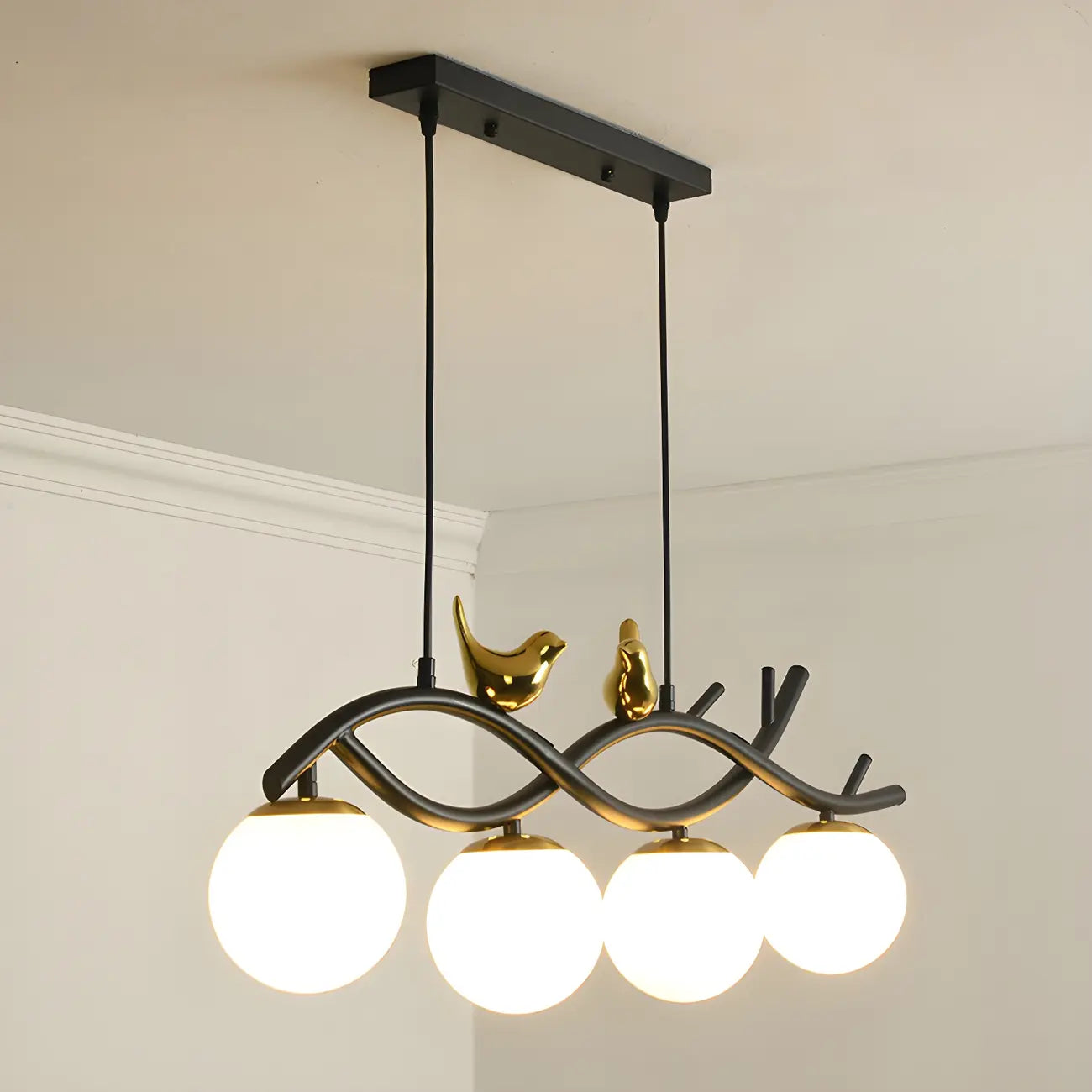 Industrial Black Globe 4-Light Kitchen Island Pendant Light