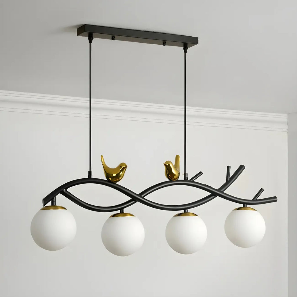 Industrial Black Globe 4-Light Kitchen Island Pendant Light