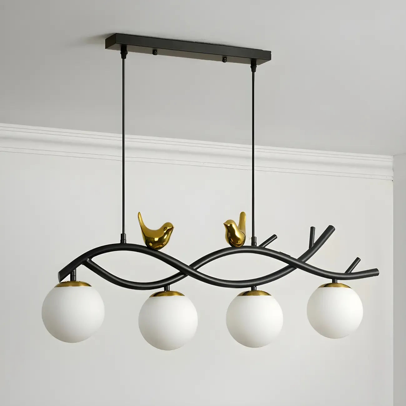 Industrial Black Globe 4-Light Kitchen Island Pendant Light