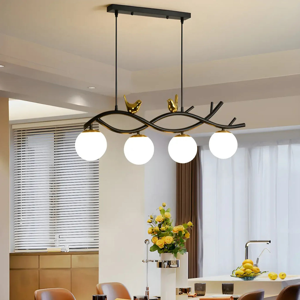 Industrial Black Globe 4-Light Kitchen Island Pendant Light