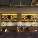 Rectangular Black Metal Wall-Mounted Wine Bottle Rack