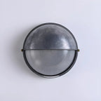 Industrial Silver Ribbed Frosted Glass Outdoor Wall Light
