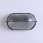 Industrial Silver Ribbed Frosted Glass Outdoor Wall Light