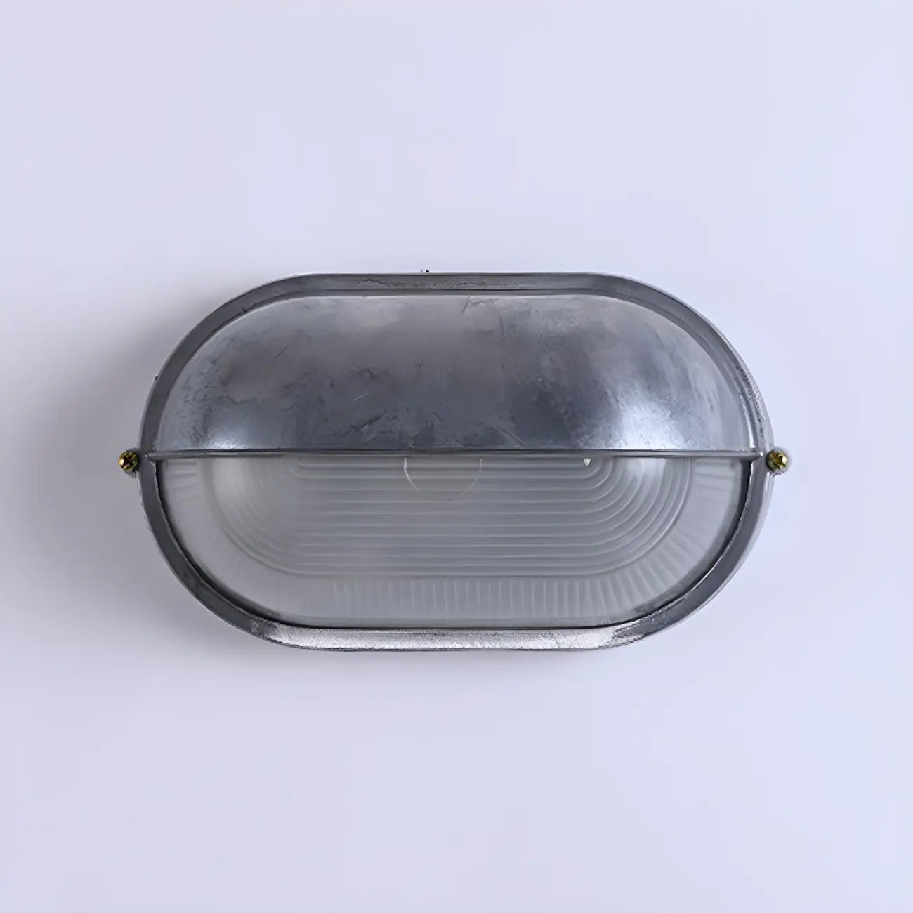 Industrial Silver Ribbed Frosted Glass Outdoor Wall Light