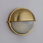 Industrial Silver Ribbed Frosted Glass Outdoor Wall Light