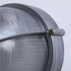 Industrial Silver Ribbed Frosted Glass Outdoor Wall Light