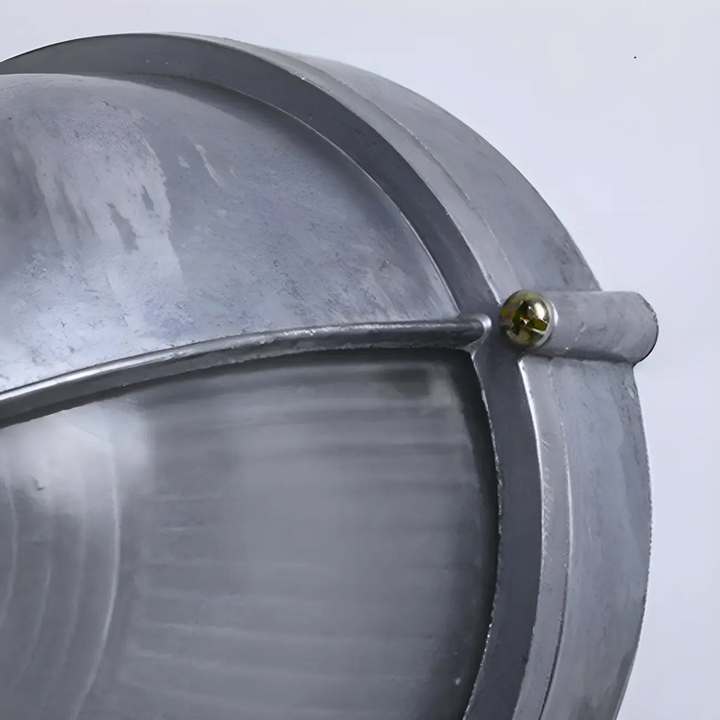 Industrial Silver Ribbed Frosted Glass Outdoor Wall Light