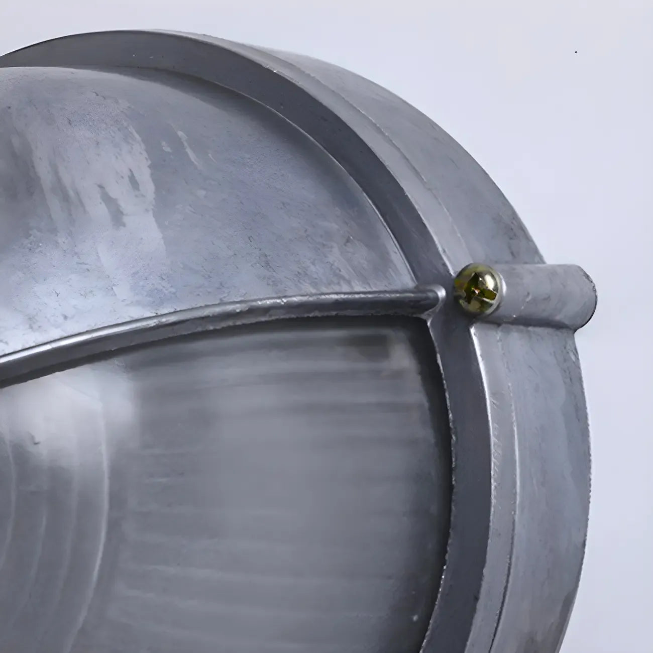 Industrial Silver Ribbed Frosted Glass Outdoor Wall Light