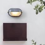 Industrial Silver Ribbed Frosted Glass Outdoor Wall Light