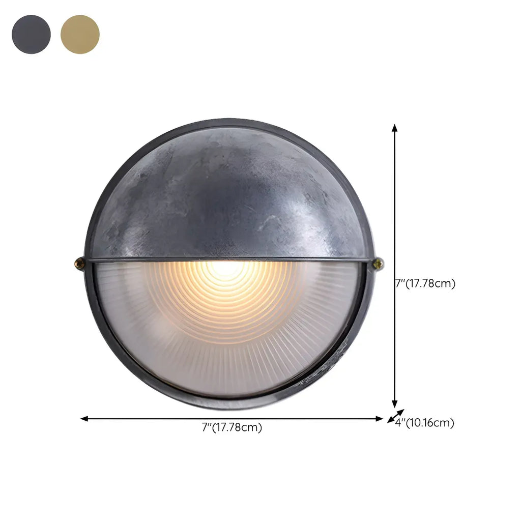 Industrial Silver Ribbed Frosted Glass Outdoor Wall Light