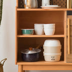 Cherry Wood Storage Glass Doors Hutch Cabinet