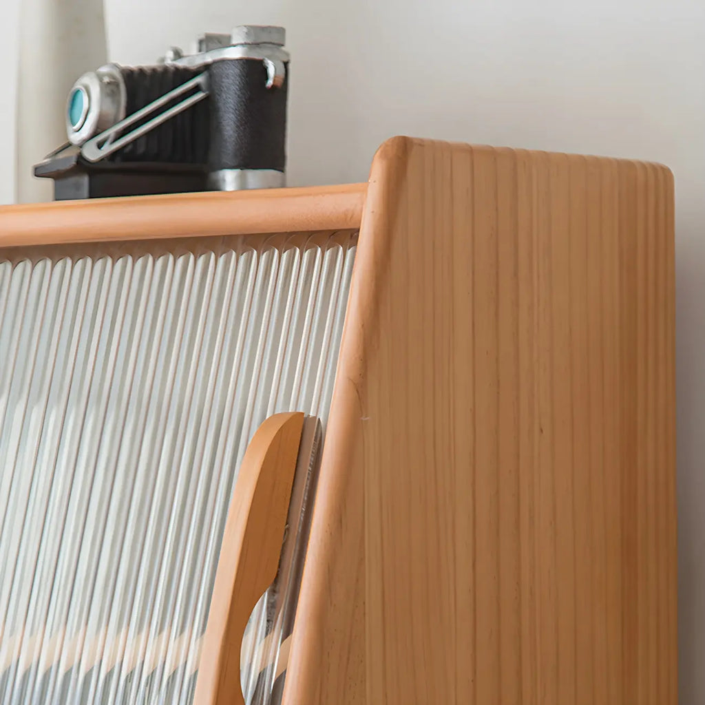 Cherry Wood Storage Glass Doors Hutch Cabinet