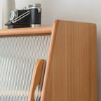 Cherry Wood Storage Glass Doors Hutch Cabinet