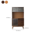 Cherry Wood Storage Glass Doors Hutch Cabinet