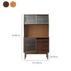 Cherry Wood Storage Glass Doors Hutch Cabinet