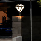 Black Metal Diamond-Design Post Cap Light
