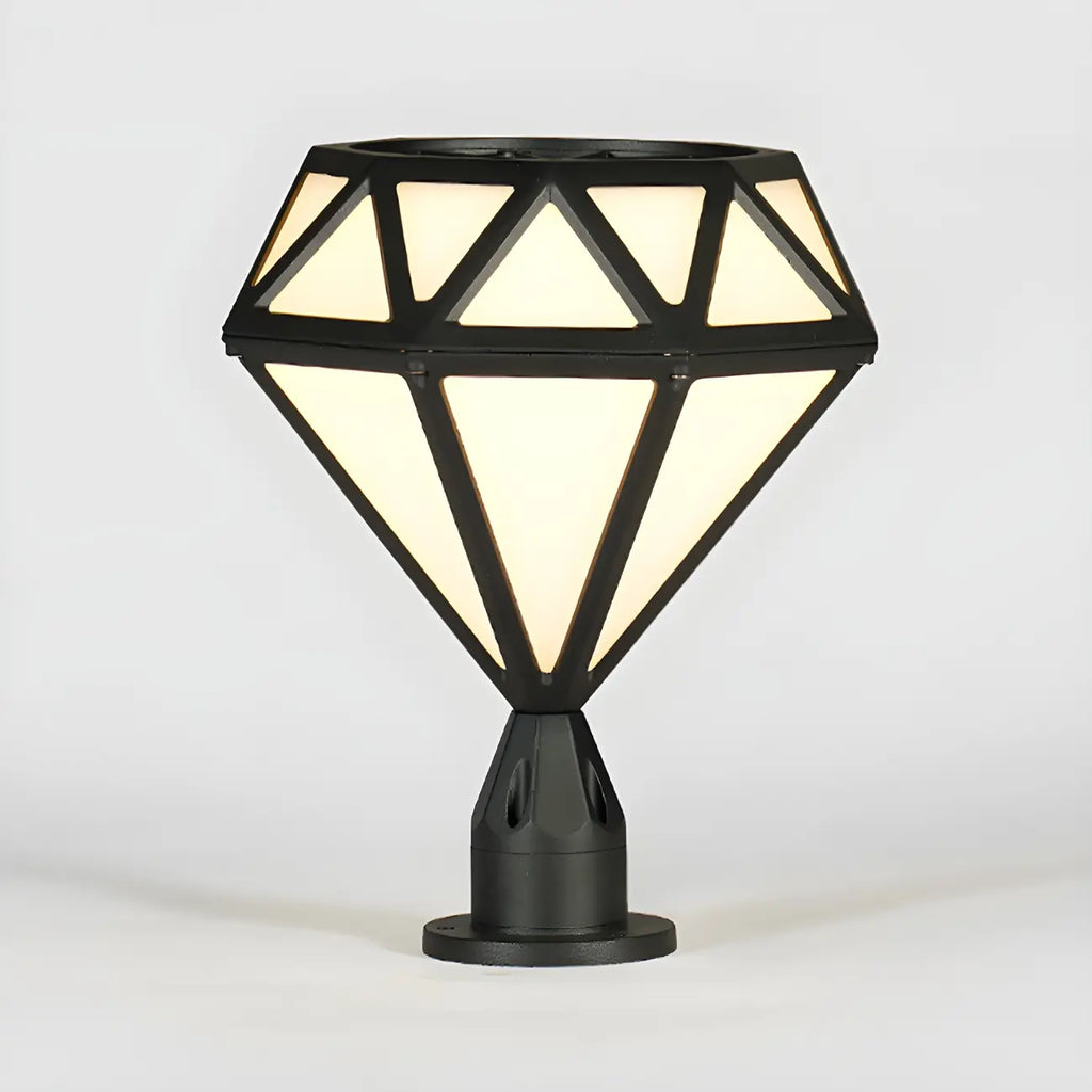 Black Metal Diamond-Design Post Cap Light