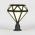 Black Metal Diamond-Design Post Cap Light