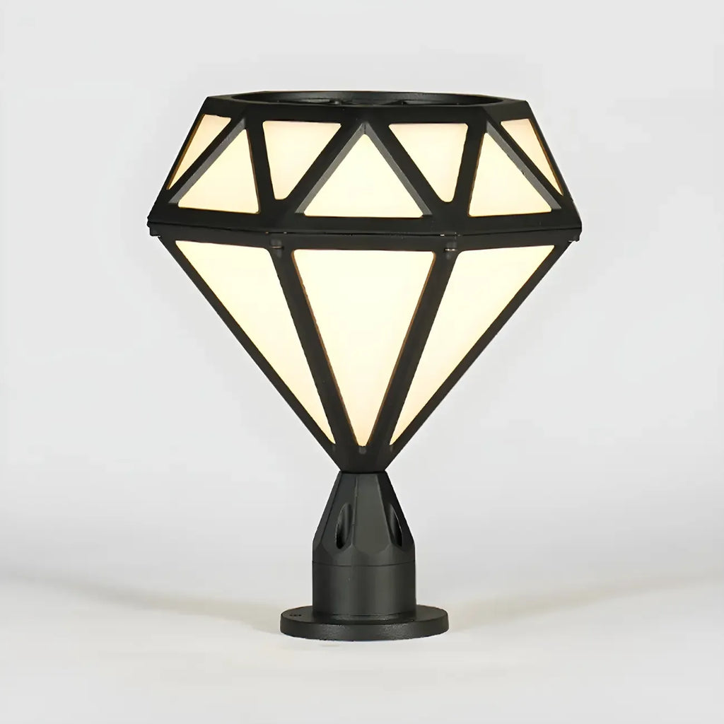 Black Metal Diamond-Design Post Cap Light