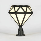 Black Metal Diamond-Design Post Cap Light