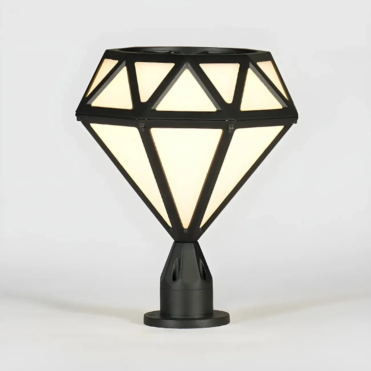 Black Metal Diamond-Design Post Cap Light