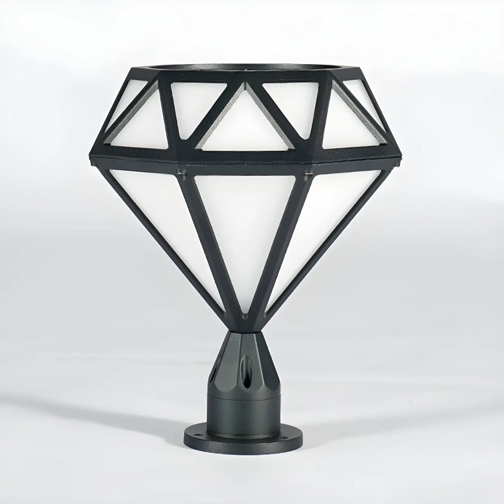 Black Metal Diamond-Design Post Cap Light