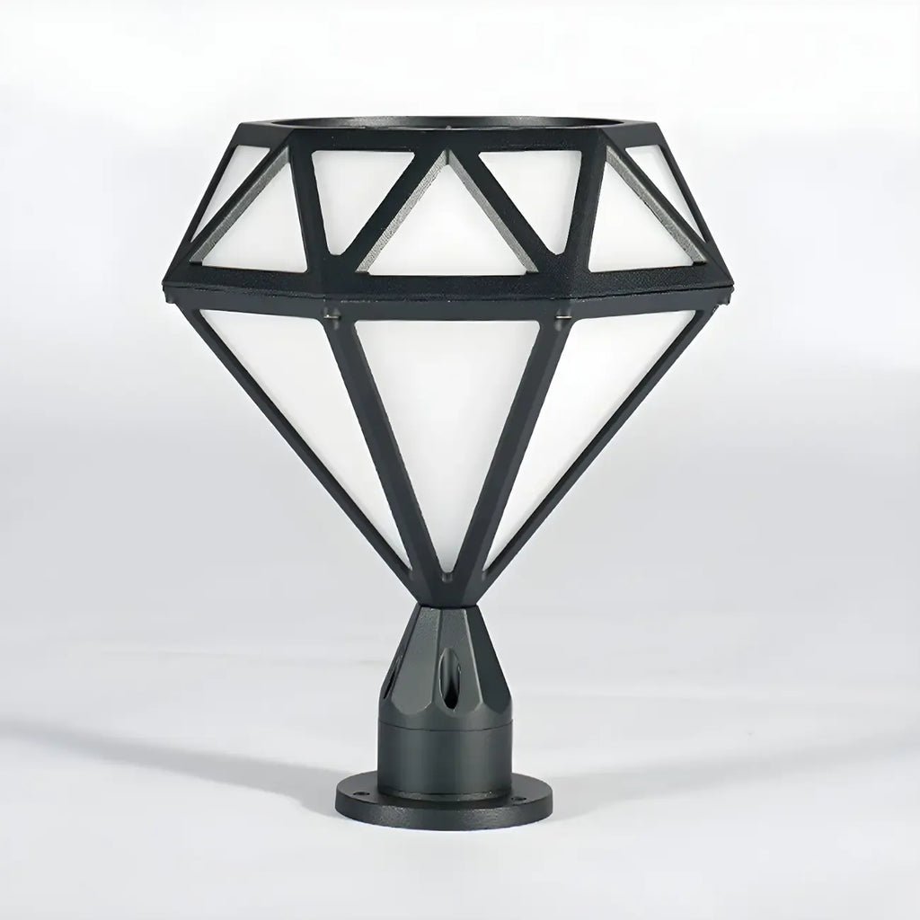 Black Metal Diamond-Design Post Cap Light