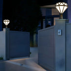 Black Metal Diamond-Design Post Cap Light