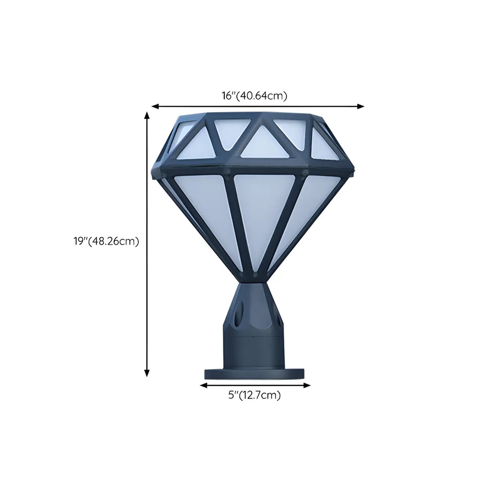 Black Metal Diamond-Design Post Cap Light