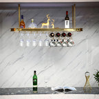 Modern Gold Metal Wine Rack with Glass Holder