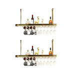 Modern Gold Metal Wine Rack with Glass Holder