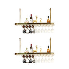 Modern Gold Metal Wine Rack with Glass Holder
