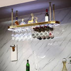 Modern Gold Metal Wine Rack with Glass Holder