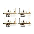 Modern Gold Metal Wine Rack with Glass Holder