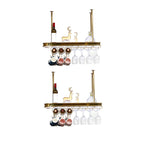 Modern Gold Metal Wine Rack with Glass Holder