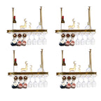 Modern Gold Metal Wine Rack with Glass Holder