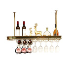 Modern Gold Metal Wine Rack with Glass Holder