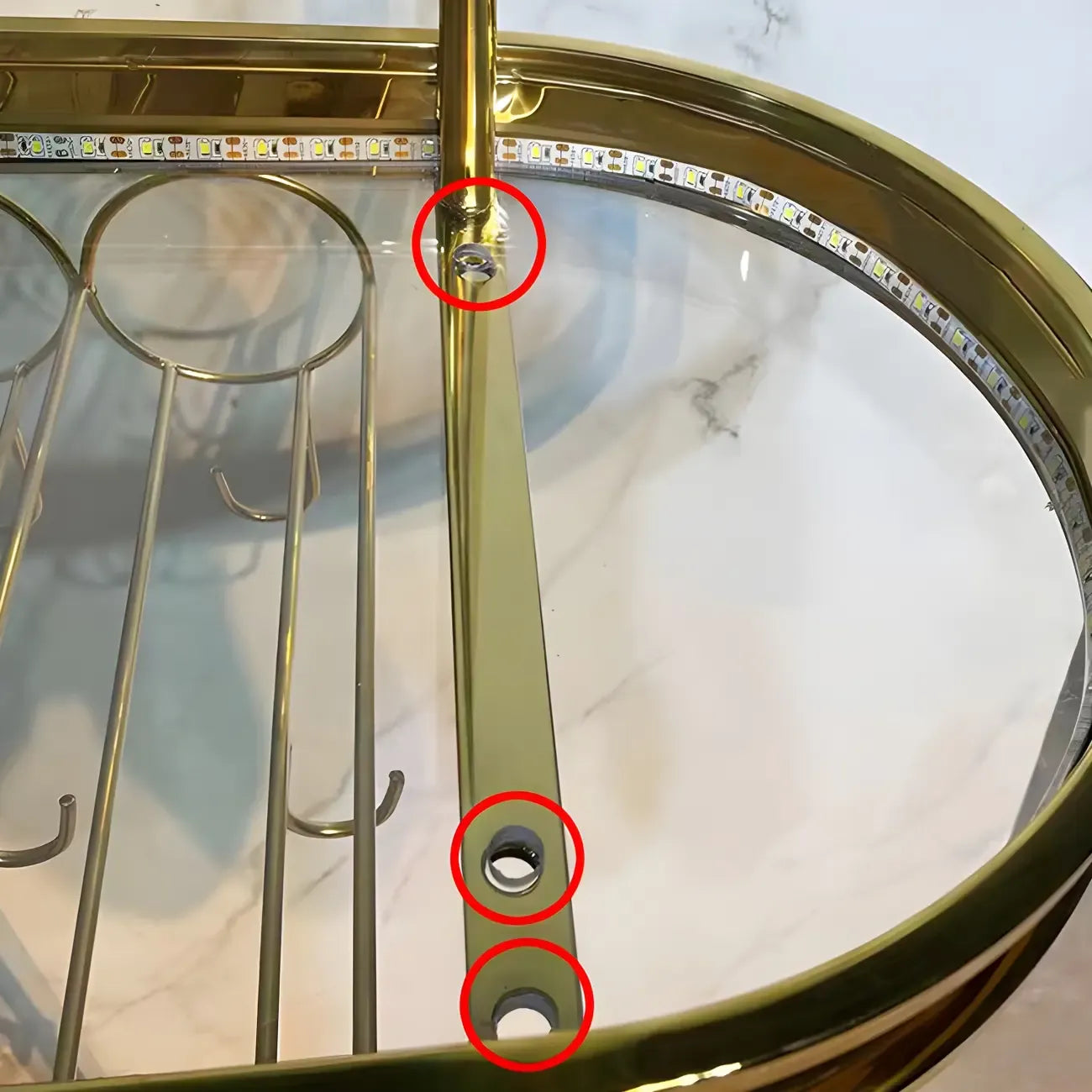 Modern Gold Metal Wine Rack with Glass Holder