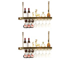 Modern Gold Metal Wine Rack with Glass Holder
