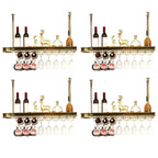 Modern Gold Metal Wine Rack with Glass Holder
