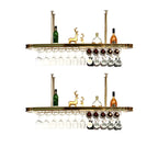Modern Gold Metal Wine Rack with Glass Holder